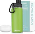SASEUM Kids Sport Water Bottle 16oz Stainless Steel Double Wall Vacuum Thermal Mug with Leak Proof Spout Lids, Wide Mouth Metal Insulated Water Jug for Gym and Travel（Apple Green） - Image 2