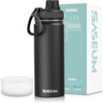 SASEUM Kids Sport Water Bottle 18oz Stainless Steel Double Wall Vacuum Thermal Mug with Leak Proof Spout Lids, Wide Mouth Metal Insulated Water Jug for Gym and Travel,Black - Image 2