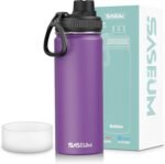 SASEUM Sport Water Bottle 18oz Stainless Steel Double Wall Vacuum Thermal Mug with Leak Proof Spout Lids, Wide Mouth Metal Insulated Water Jug for Gym and Travel（Purple） - Image 2