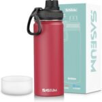 SASEUM Sport Water Bottle 18oz Stainless Steel Double Wall Vacuum Thermal Mug with Leak Proof Spout Lids, Wide Mouth Metal Insulated Water Jug for Gym and Travel（Red） - Image 2