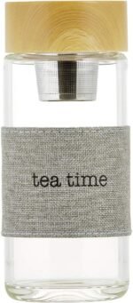 SB Design Studio SIPS F1404 Glass Water Bottle with Built-In Tea Infuser, 12-Ounces, Tea Time - Image 2