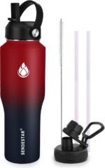 SENDESTAR 32oz Water Bottle Wide Mouth Stainless Steel Vacuum Insulated Double Wall with 2 Lids Fit in Any Car Cup Holder - Image 2