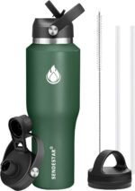 SENDESTAR 40oz Water Bottle Wide Mouth Stainless Steel Vacuum Insulated Double Wall with Straw Lids Fit in Any Car Cup Holder - Image 2