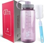 SHOKE 1 Liter Water Bottle, 32oz Wide Mouth Leakproof Large Sports Water Bottles with Handle, Gym Space Cup For Fitness Yoga Workouts Hiking for Women - Image 2