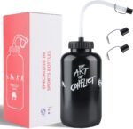 SHOKE Long Straw Water Bottle Hockey Boxing 1 Liter Water Bottle Football BPA Free Squeeze Leak Proof Sports Water Bottles for Baseball Lacrosse Cycling Sport Large Capacity 32 Oz/1 Liter-Black - Image 2