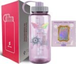 SHOKE Sport Water Bottle 1L 32oz Wide Mouth for Hicking (purple+50pcs stickers) - Image 2