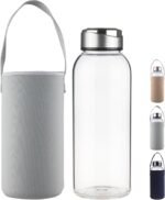 SHOW INGENUITY 48 OZ Borosilicate Glass Water Bottle BPA Free Reusable Glass Drinking Bottle with Neoprene and Stainless Steel Lid - Image 2