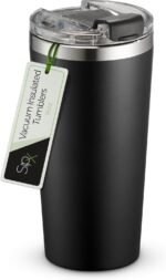 SIPX™ 16 oz Insulated Coffee Tumbler with Leakproof Lid – Stainless Steel, Vacuum Insulated – Keeps Drinks Hot or Cold for Hours – Cupholder Friendly Travel Mug – Black - Image 2