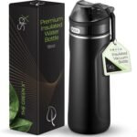 SIPX™ 18 oz Premium Stainless Steel Water Bottle with Straw Lid – Triple Insulated, Leakproof, BPA-Free – Slim, Durable Bottle for School, Gym, Office – Black - Image 2