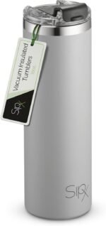 SIPX™ 18 oz Slim Insulated Tumbler with Lid & Straw – Vacuum Insulated Stainless Steel, Leakproof, Cupholder Friendly – Perfect for Iced Coffee, Water & Travel – Lava Grey - Image 2