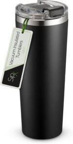 SIPX™ 22 oz Insulated Coffee Tumbler with Leakproof Lid – Stainless Steel, Vacuum Insulated – Keeps Drinks Hot or Cold for Hours – Cupholder Friendly Travel Mug – Black - Image 2