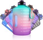 SLUXKE 1 Gallon Motivational Sports Water Bottle with Time Marker, BPA Free 128oz Leak Proof Jug, Black, Plastic, 128 ounces, Fitness, Sports, Outdoor Activities - Image 2