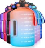 SLUXKE Gallon Water Bottle Jug with Straw BPA Free, 128oz Sport Water Jug with Time Marker and Handle Click Pop Up Drinking Bottles - Image 2