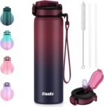 SLUXKE Stainless Steel Water Bottle with Straw, 24oz Insulated Water Bottle with Removable Strap, Leak Proof Metal Bottle Keep Drinks Cold or Hot, for Work, Sport, Outdoor - Image 2
