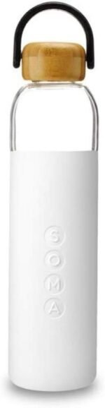 SOMA Glass Water Bottle with Silicone Sleeve, BPA-Free, White, 25oz - Image 2