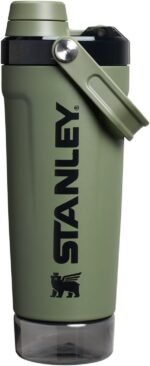 STANLEY Vitalize Shaker Bottle 20 oz | Leakproof Insulated Stainless Steel Shaker Cup | Base Storage and Twist On Fast Flow Lid | Protein Shakes and Pre Workout Powder | BPA-Free | Dried Pine - Image 2