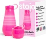 STOJO Collapsible Sports Water Bottle - Leak-Proof Reusable Silicone Travel Cup for Hot & Cold Drinks - Microwave & Dishwasher Safe - AS SEEN ON TODAY SHOW - Parent (Translucent Hot Pink) - Image 2