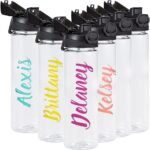 SUNNOW 6 Pack Clear Water Bottles Bulk, 24 oz Reusable Plastic Water Bottle with Chug Lid & Handle, Leak Proof & Lightweight for Sports Travel Gym Running Hiking, Personalized DIY Teacher Nurse Gift - Image 2