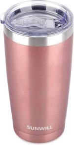 SUNWILL Travel Coffee Tumbler 20 oz, Insulated Mug with Lid, Stainless Steel Cup for Hot and Cold Drinks, Rose Gold - Image 2