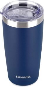 SUNWILL Travel Coffee Tumbler 20 oz, Insulated Mug with Lid, Stainless Steel Cup for Outdoor, Powder Coated Navy - Image 2