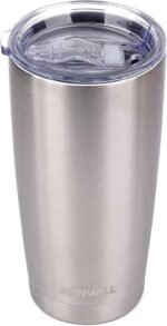 SUNWILL Travel Coffee Tumbler 20 oz, Stainless Steel Mug with Lid, Insulated Cup for Water, Tea, Hot and Cold Drinks, Silver - Image 2