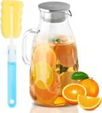 SUSTEAS 3 Liter 101 oz Glass Pitcher with Lid and Nozzle, Cold/Hot Water Glass Water Bottle, Ice Tea Water Jar for Refrigerator, Large Water Jar for Juice, Milk, Coffee or Homemade Drinks,Vase - Image 2