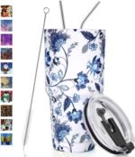 SYACOT 30oz Tumbler Double Wall Stainless Steel Vacuum Insulated Travel Mug with Splash-Proof Lid Metal Straw and Brush - Image 2