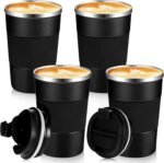 Sabary 4 Pack 16 oz Bulk Travel Coffee Mug with Lid Reusable Vacuum Insulated Coffee Tumbler Double Wall Thermal Stainless Steel Camping Tea Cup for Christmas Winter Drinks Employee Gift(Black) - Image 2