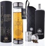 Sacred Lotus Love Double-Walled Glass Tea Infuser Bottle 14oz Portable Travel Mug with Strainer and Sleeve for Loose Leaf Tea, Coffee, Smoothies - Insulated Tumbler with Lid for Hot and Iced Beverages - Image 2