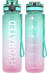 Sahara Sailor Water Bottle, 32/25/17oz Durable and Leakproof Water Bottles Motivational with Time Marker, Tritan, BPA Free, Wide Mouth with Easy Clean Brush for Gym, Travel, School, Office (1 Bottle) - Image 2