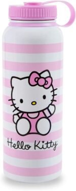 Sanrio Hello Kitty Pink Stainless Steel Water Bottle With Leak-Resistant Lid | Double-Walled Metal Sports Jug | Holds 42 Ounces - Image 2