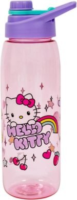 Sanrio Hello Kitty Rainbow Treats and Stars 28-Ounce Water Bottle with Lid | BPA-Free Plastic Sports Jug With Leakproof Screw-Top Lid | Hydration For Outdoor Activities, Gym Fitness | Cute Gifts - Image 2