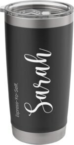 Sarah Name Personalized Coffee Pun Travel Mug Stainless Steel Insulated Tumbler - Image 2