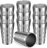 Sawysine 10 Pack 12 oz Stainless Steel Cup Double Wall Metal Tumbler Insulated Stackable Drinking Cup Reusable Pint Tumbler for Home Traveling Camping Beer Hot Cold Drink - Image 2