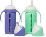 Set of 2 - Glass Sippy Cup for Toddlers - The Luca | Mint Green & Indigo Purple | Spill-Proof | Silicone Straw | 8 oz | Liquids Never Touch Plastic | Removable Handles… - Image 2
