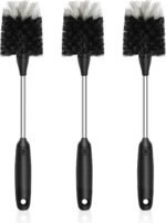 SetSail Bottle Brush of 3 Pack, 13-in Long Stainless Steel Handle Water Bottle Cleaner Brush Non-Slip Grip Bottle Brushes for Cleaning Water Bottles Sport Bottles Coffee Mugs Glasswares Cups, Black - Image 2