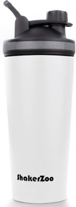 ShakerZoo-1 Pack-Protein Shaker bottles for Protein Mixes, Insulated Stainless Steel Shaker cup (White) - Image 2