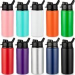 Shellwei 10 Pcs Aluminum Water Bottle 17 oz with Snap Lids Reusable Lightweight Portable Sports Water Bottle for Travel Gym Camping Hiking Fishing - Image 2