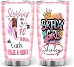 Shine at 10 Personalized Name 20oz Stainless Steel Vacuum Insulated Tumbler Unique Birthday Present Customized Name Tumbler Personalized With Lid Engraved 20oz with Lid - Image 2