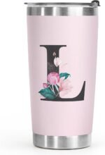 Shqiueos Initial Monogrammed Gifts for Women, 20oz Insulated Tumbler With Lid, Stainless Steel Vacuum Pink Cup, Personalized Christmas, Wedding, Birthday Gifts for Her Friends Mom Sister - Image 2