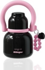 Sidagar 22 oz Water Bottle with Straw and Bowl, Wide Mouth Insulated Stainless Steel Tumbler, Spill-proof Reusable BPA-Free Cup, Pilates Wellness Study Travel, Bonus Strap - Chocolate Black - Image 2