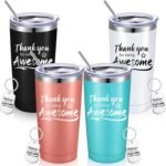 Sieral 8 Pieces Thank You for Being Awesome Tumbler, Thank You Supplies for Women Men 20oz Insulated Stainless Steel Travel Tumbler with Lid and Straw Appreciation Gift with Keychain (Classic Color) - Image 2