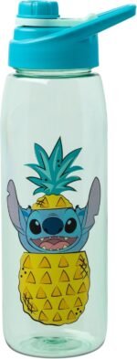 Silver Buffalo Disney Lilo and Stitch Pineapple Pop Up Peek-A-Boo Water Bottle with Screw-On Lid, 28 Ounces - Image 2