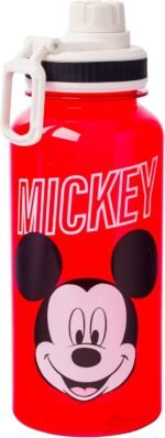 Silver Buffalo Disney Mickey Classic Varsity Twist Spout Plastic Water Bottle with Stickers You Stick Yourself, Red, 32 Ounces - Image 2