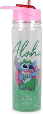 Silver Buffalo Lilo and Stitch Aloha Double Wall Tritan Water Bottle | BPA-Free Plastic Bottle With Screw Top And Flip-Up Straw Lid | Sports Hydration | Holds 18 Ounces - Image 2