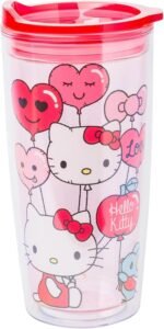 Silver Buffalo Sanrio Hello Kitty Valentine’s Day Heart Balloons Double Wall Travel Tumbler with Slide Close Lid, 20 Ounces - Image 2