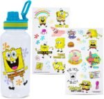 Silver Buffalo SpongeBob SquarePants Happy Laugh Flowers 32-Ounce Twist Spout Water Bottle And Sticker Set | BPA-Free Plastic Sports Jug - Image 2