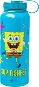 Silver Buffalo Spongebob Squarepants Sup, Fishes? Stainless Steel Water Bottle With Twist Lid, 42 Ounces - Image 2