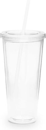 Simple Green Solutions - Acrylic Double Wall Reusable Cups with Lids and Straws for Cold Drinks, Insulated Plastic Tumblers with Lids and Straw, 20 oz Capacity, Clear - Image 2
