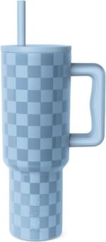 Simple Modern 40 oz Tumbler with Handle and Straw Lid | Leak-Proof Insulated Stainless Steel Water Bottle Travel Mug Cupholder Use | Gifts for Women Her | Trek Signature | Forget Me Not Checkmate - Image 2